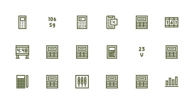 18 Strong Stroke Line Icons for Numbers Graphics Fully Editable Icon Set for Web vector