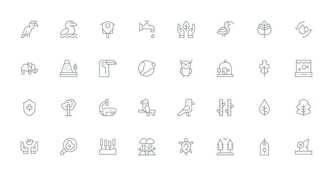 Conservation including 32 Thin Line Illustrations Scalable Icons for Cross-Platform Interfaces vector