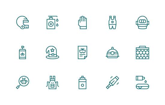 Regular Line Icons from Protective Set with 15 Vectors App Icon Pack