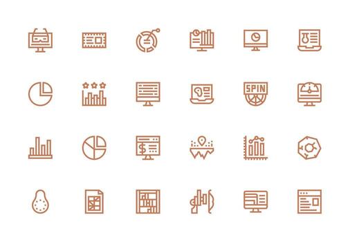 Data Visualization Icon Set with 24 Thick Line Line Graphics High-Resolution Icons for Any Platform vector