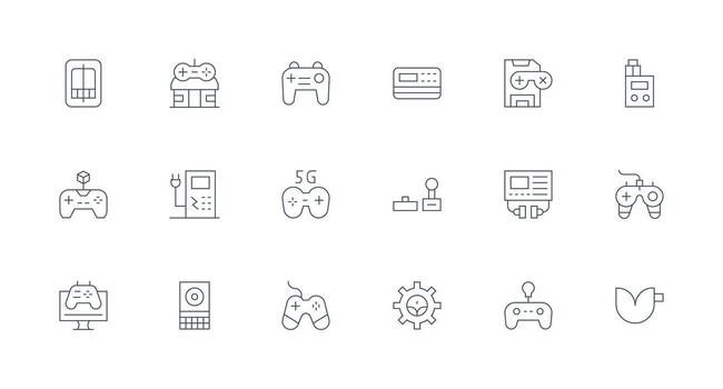 18 Minimal Line Vectors for Console Theme User Interface Icons for Digital Products