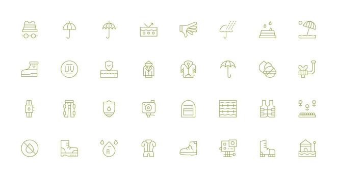 32 Icons for Waterproof in Thin Line Format Scalable Icons for All Themes vector