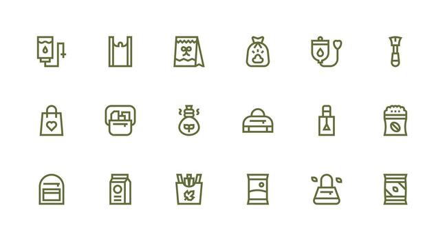 bolso icono conjunto con 18 fuerte carrera línea gráficos pulcramente diseñado íconos para web plataformas vector