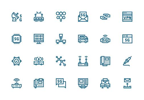 24 Thick Line Line Icons for Data Transmission Graphics General Use Icon Pack vector