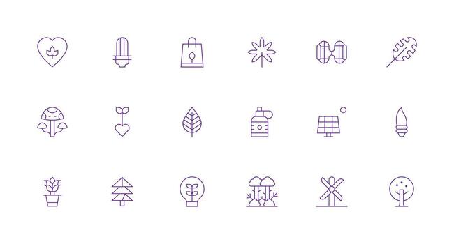 Eco Friendly featuring 18 Icons in Minimal Line Design All-Purpose Icon Design Pack vector