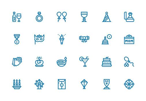 Celebration featuring 24 Icons in Thick Line Line Design Neatly Designed Icons for Web Platforms vector