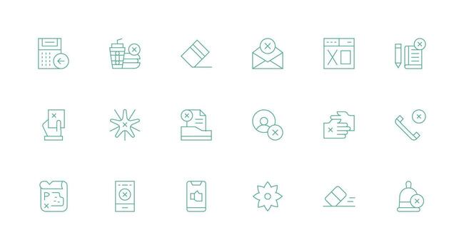 Cancel Icon Collection with 18 Minimal Line Designs Simplified Icon Pack for Visual Tools vector
