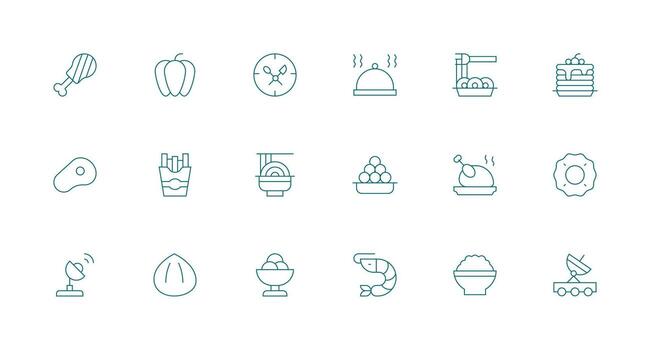 18 mínimo línea diseños para plato íconos completar icono haz para web diseño vector