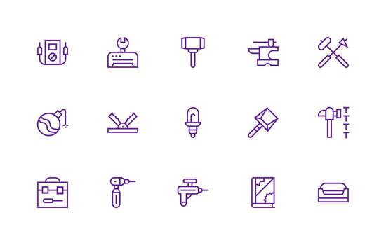 reparando icono colección con 15 regular línea diseños simplificado icono paquete para visual herramientas vector