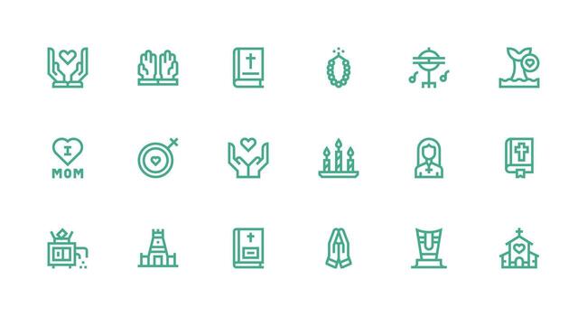 Strong Stroke Line Icons from Devotion Set with 18 Vectors Interface Icon Collection