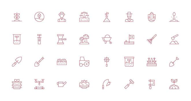 Soil featuring 32 Icons in Thin Line Design Reliable Icons for All Interfaces vector