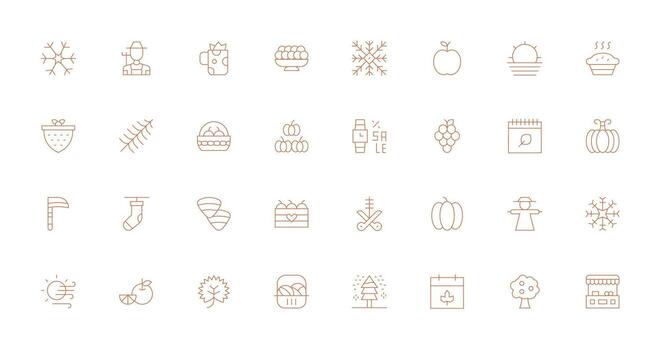 32 íconos para estacional en Delgado línea formato todas dispositivo compatible icono conjunto vector