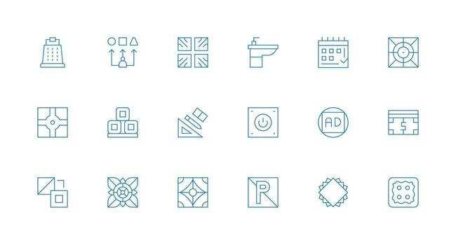 18 Minimal Line Style Icons from Square Collection Minimal Icon Pack vector