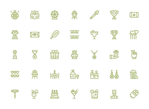 Regular Clean Line Icons from Celebration Set with 35 Vectors Scalable Icon Pack