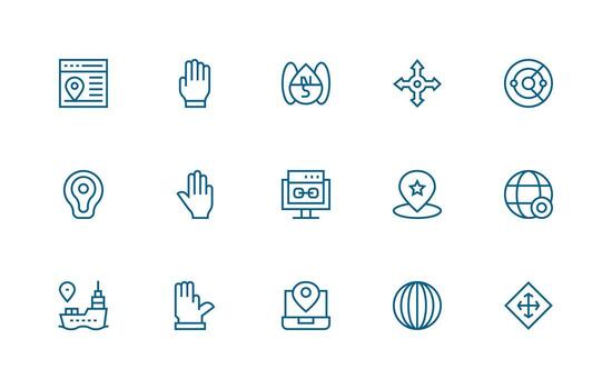 Navigation featuring 15 Icons in Regular Line Design Core Icon Collection for Daily Tasks vector
