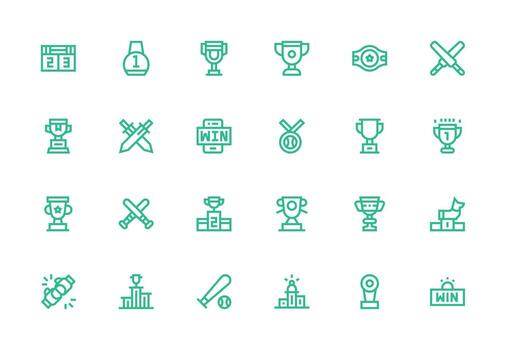 24 grueso línea línea estilo íconos desde concurso colección equilibrado icono conjunto para funcional diseño vector
