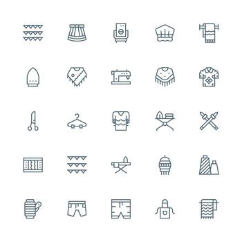 Medium Stroke Outline Style Fabric Icons with 25 Vectors Design Ready Icon Set for Teams