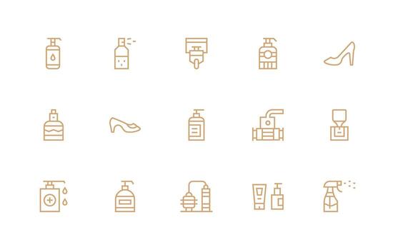 15 Pump Icons in Regular Line Aesthetic Sharp Icons for Presentations vector
