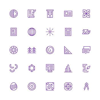 Medium Stroke Outline Icons from Lines Set with 25 Vectors Essential Icons for Rapid UI Building