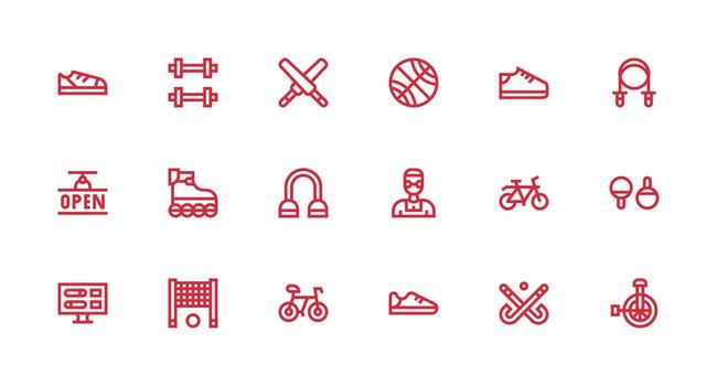 Active Icon Set with 18 Strong Stroke Line Graphics Modern Line and Glyph Icon Series vector