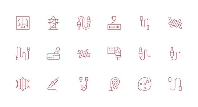 cable icono conjunto con 18 mínimo línea gráficos icono conjunto para aplicaciones vector