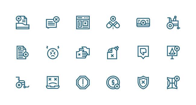 Strong Stroke Line Icons from Invalid Set with 18 Vectors Icon Collection Set