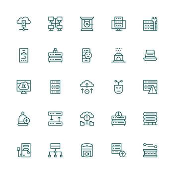 25 medio carrera contorno vectores para servidor tema web y aplicación icono paquete colección