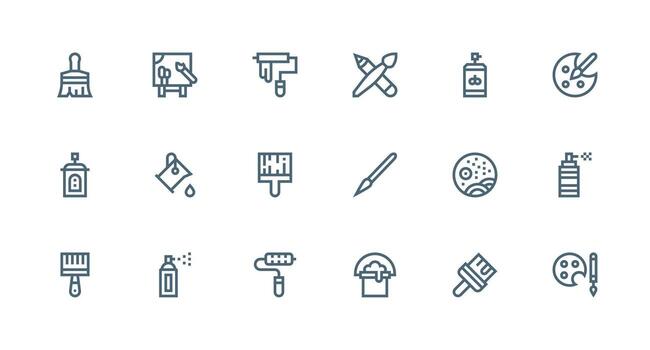 18 Strong Stroke Line Style Icons from Paint Collection Clear and Concise Icon Set Collection vector