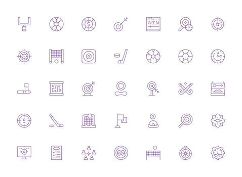 35 Icons for Goal in Light Line Format Balanced Icon Set for Functional Design vector