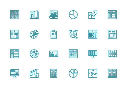 secciones presentando 24 íconos en grueso línea línea diseño bien estructurado íconos para creativo utilizar vector