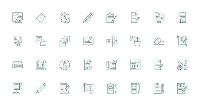 editar visual paquete conteniendo 32 Delgado línea íconos web y aplicación icono paquete colección vector