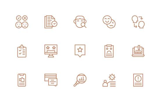 15 Regular Line Icons for Review Graphics Web and App Icon Pack Collection vector