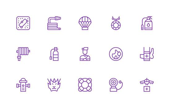 Emergency Response Icon Collection with 15 Regular Line Designs Complete Icon Bundle for Web Design vector