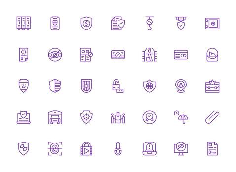 Secure Design Icons featuring 35 in Regular Clean Line Style Icons Built for Visual Consistency Pack vector