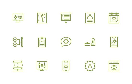 Options Set with 15 Regular Line Icons Neat Icon Set vector
