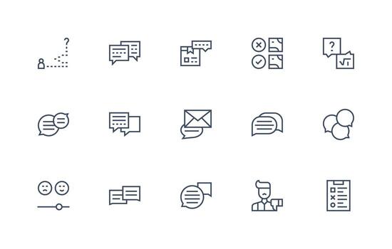 Feedback Form including 15 Regular Line Illustrations Responsive Icon Set for Flexible Layouts vector