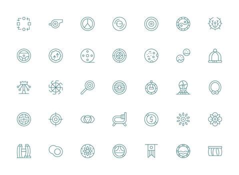 Circular Icon Collection with 35 Light Line Designs Icon Set for Projects vector
