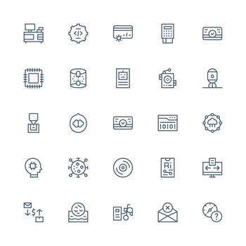 25 Processing Icons in Medium Stroke Outline Aesthetic Interface Icons for Daily Use vector