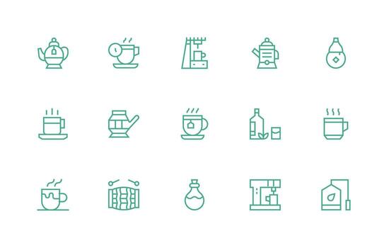 Brew Design Icons featuring 15 in Regular Line Style Display Icon Pack vector
