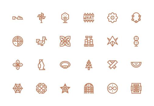 geométrico conjunto con 24 grueso línea línea íconos limpiar icono colección para web utilizar vector