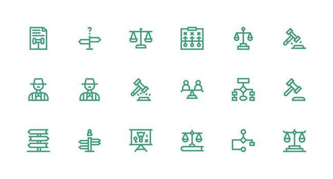 fuerte carrera línea íconos desde decisión conjunto con 18 vectores neutral estilo íconos para ninguna proyecto