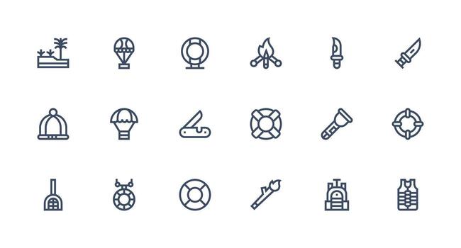 18 Icons for Survival in Strong Stroke Line Format Reliable Icons for All Interfaces vector