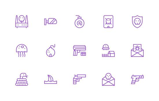 Threat Design Icons featuring 15 in Regular Line Style Optimized Icon Pack for Digital Products vector
