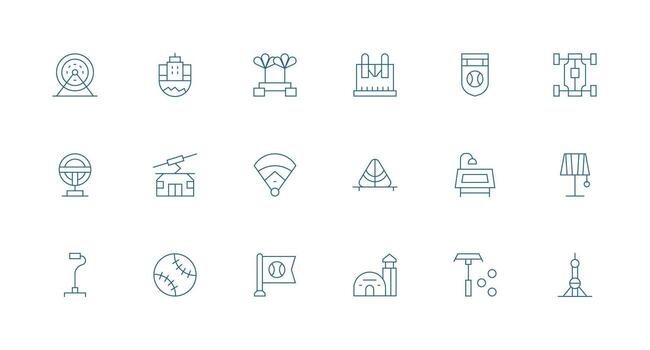 base presentando 18 íconos en mínimo línea diseño web y aplicación icono paquete colección vector