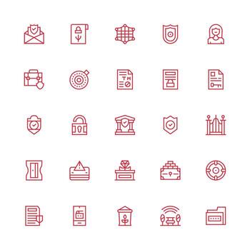 Protected Icon Collection with 25 Medium Stroke Outline Designs Clean Icon Collection for Web Use vector