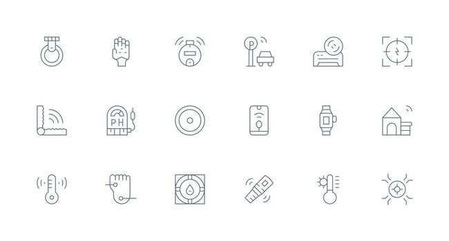 sensor visual paquete conteniendo 18 mínimo línea íconos lleno icono biblioteca para ui diseñadores vector