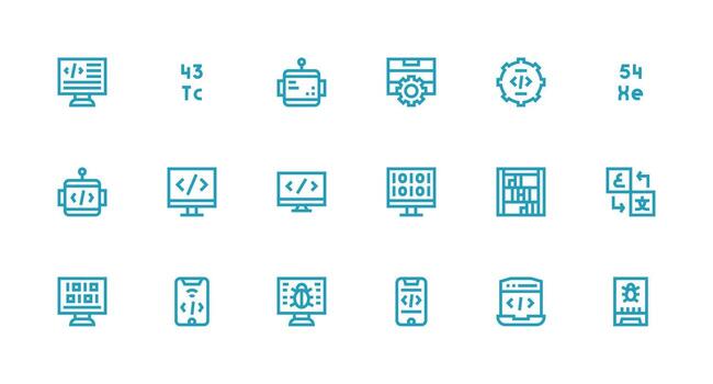 programación icono colección con 18 fuerte carrera línea diseños icono paquete para ui vector