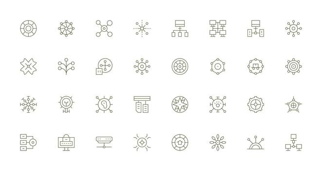 cubo conjunto con 32 Delgado línea íconos icono conjunto para aplicaciones vector