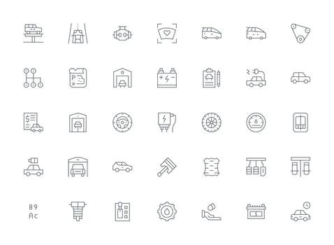 automóvil conjunto con 35 ligero línea íconos mínimo icono conjunto para interfaz proyectos vector