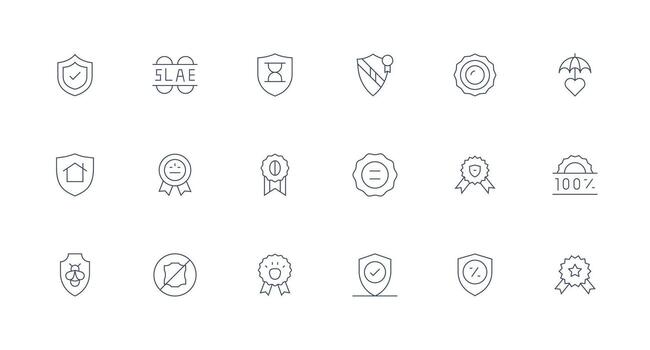Guarantee Icon Collection with 18 Minimal Line Designs Detailed Icon Collection for Design Systems vector